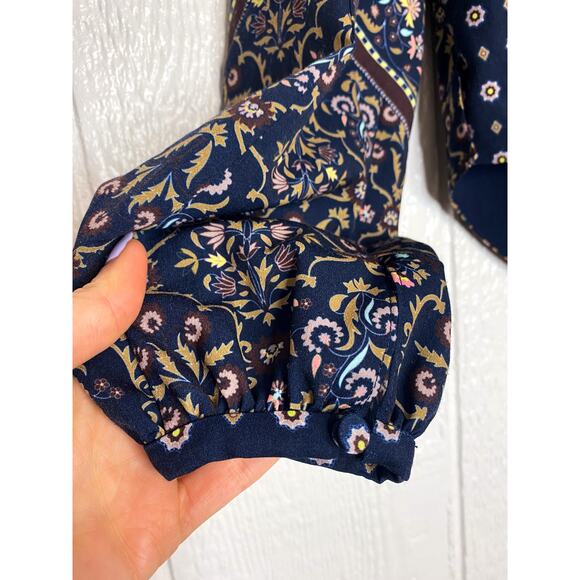 JONATHAN SIMKHAI Scarf Print Peasant Faux Wrap Long Sleeve Blouse US XS NWT - Picture 5 of 11